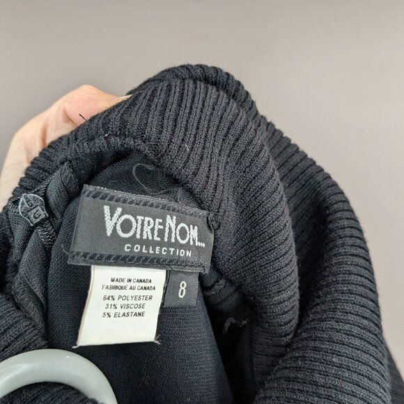 Votre Nom Ribbed Turtleneck Long Sleeve Dress Black VINTAGE Size 8 - Picture 3 of 3